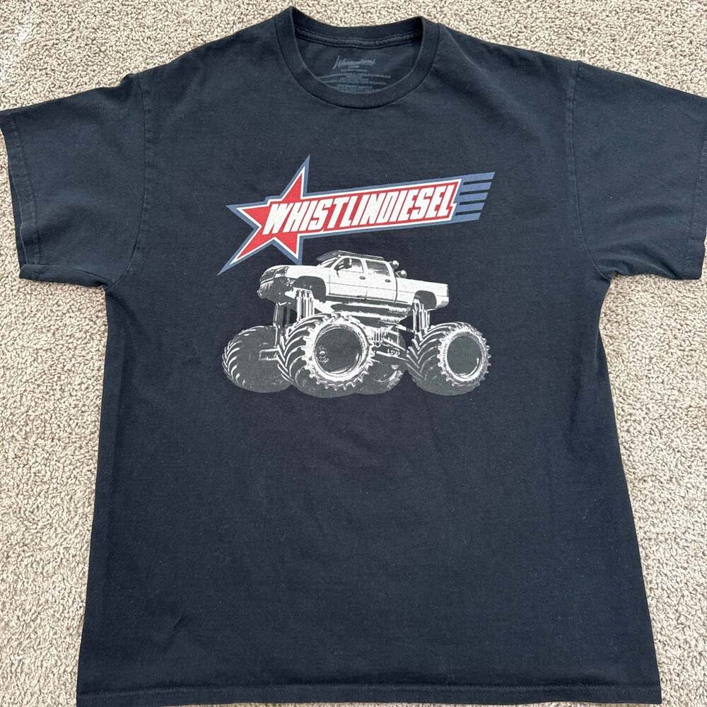 WhistlinDiesel Monster Truck Graphic T Shirt Mens Black Diesel Truck Tee EUC